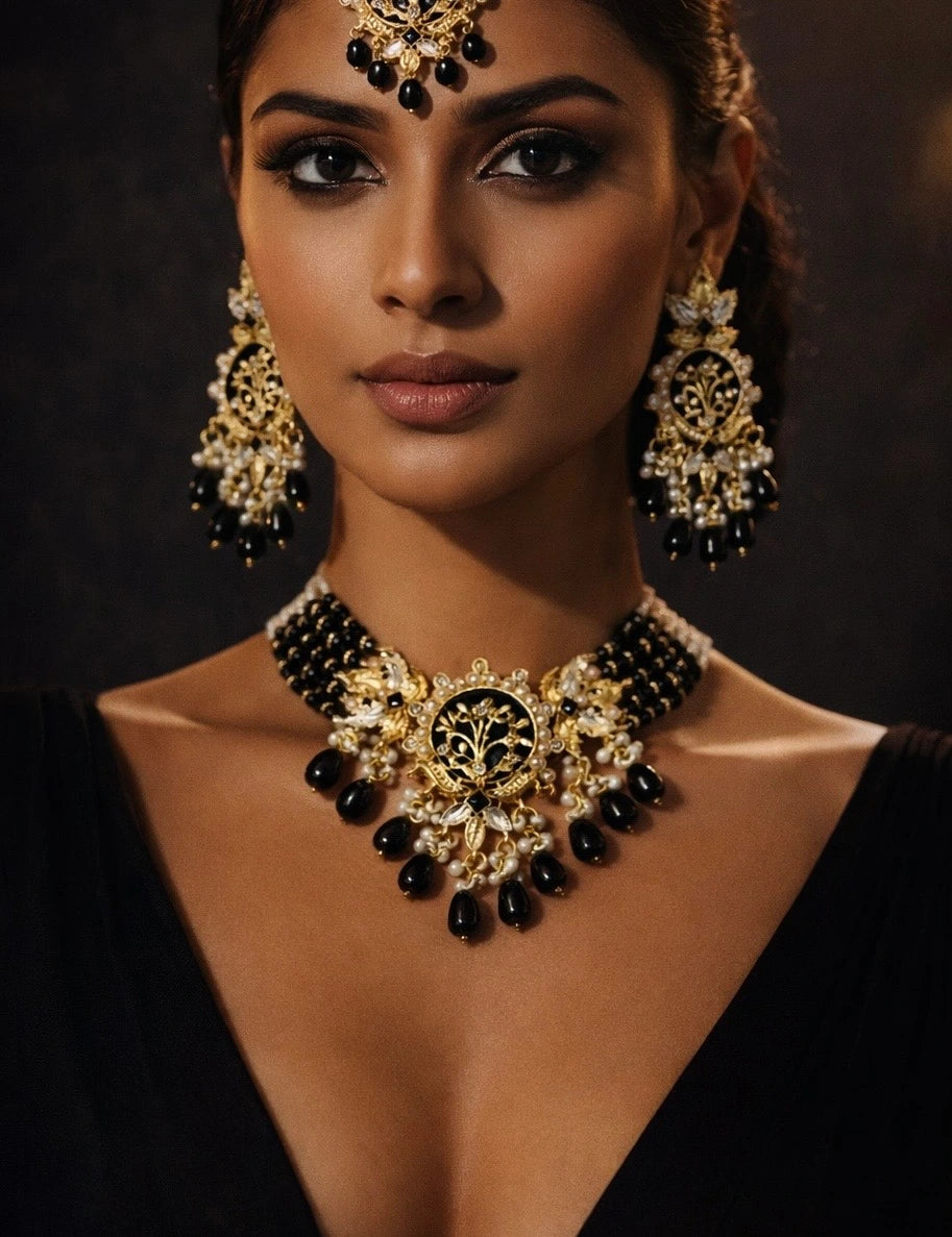 Designer Beaded Stone Choker