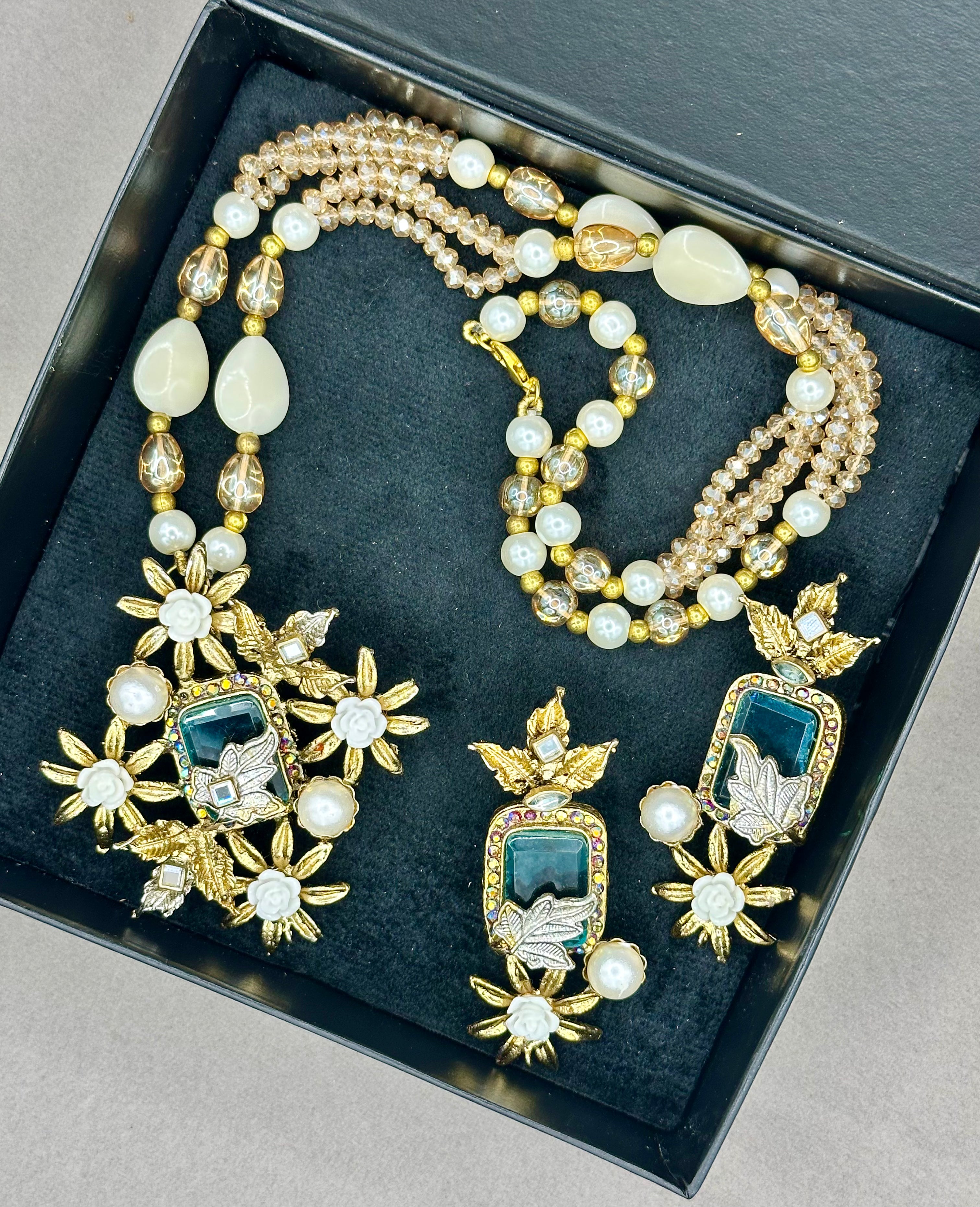 Turkish Floral Pearl and Stone Mala Set