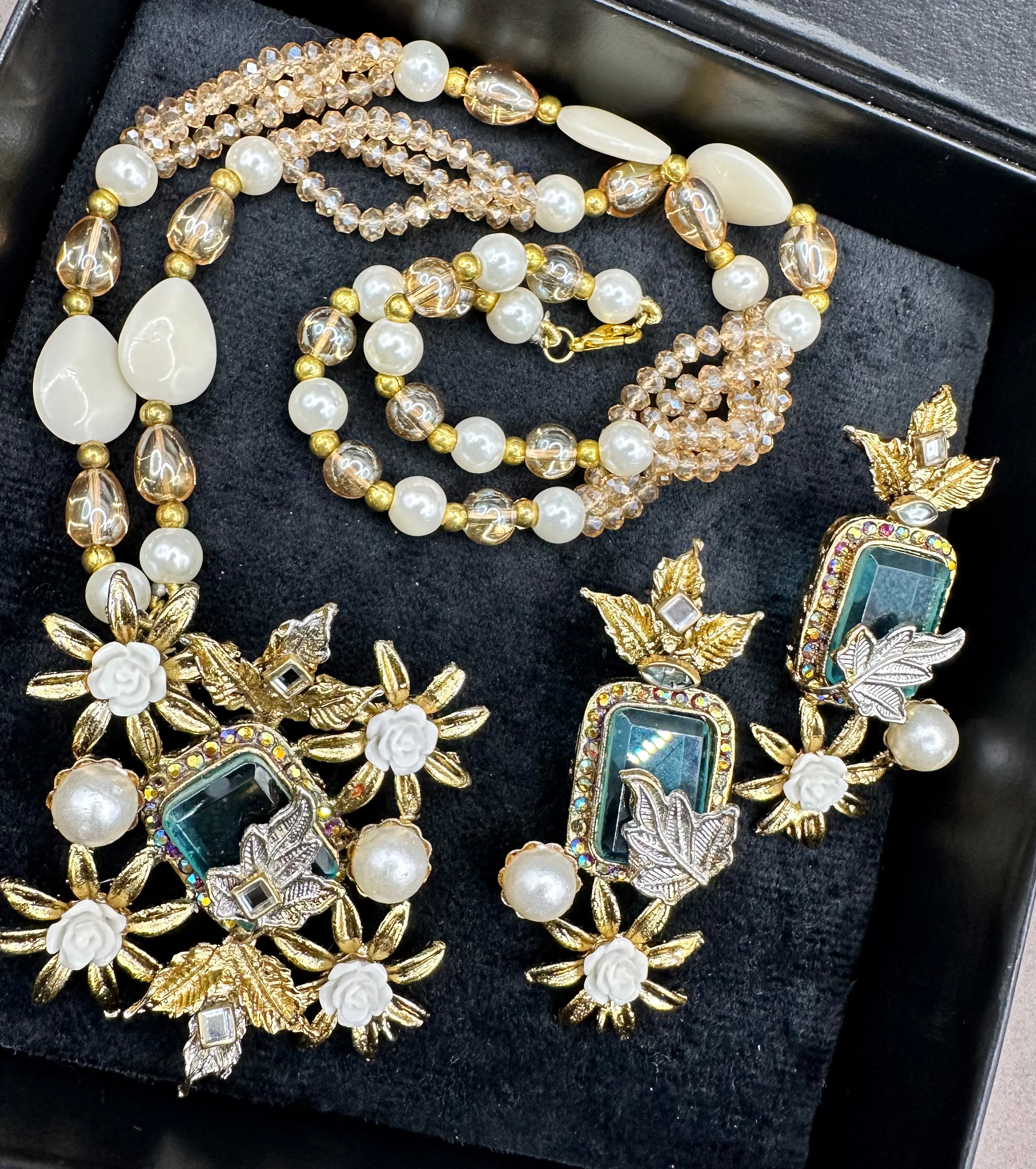 Turkish Floral Pearl and Stone Mala Set