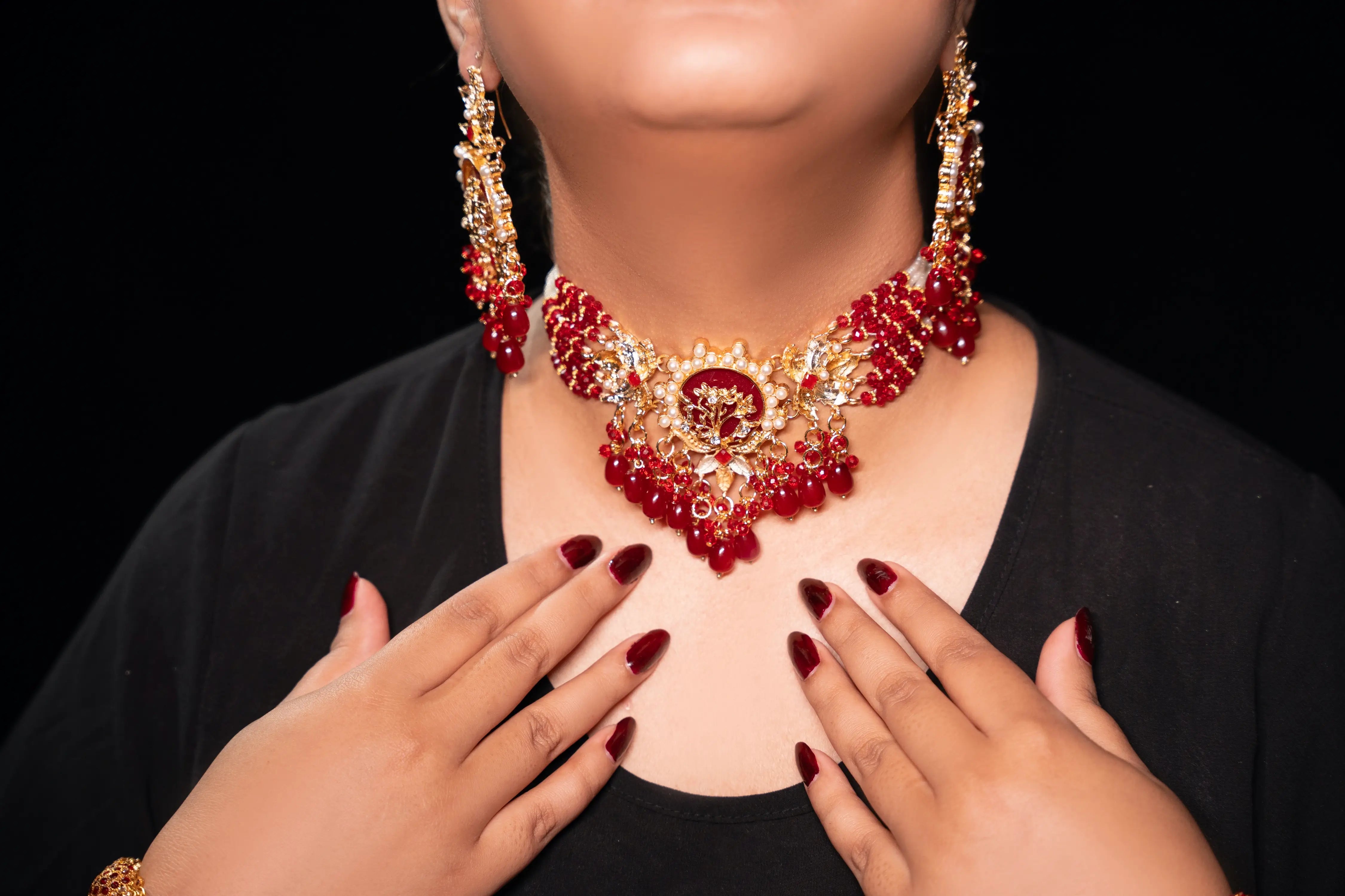 Designer Beaded Stone Choker