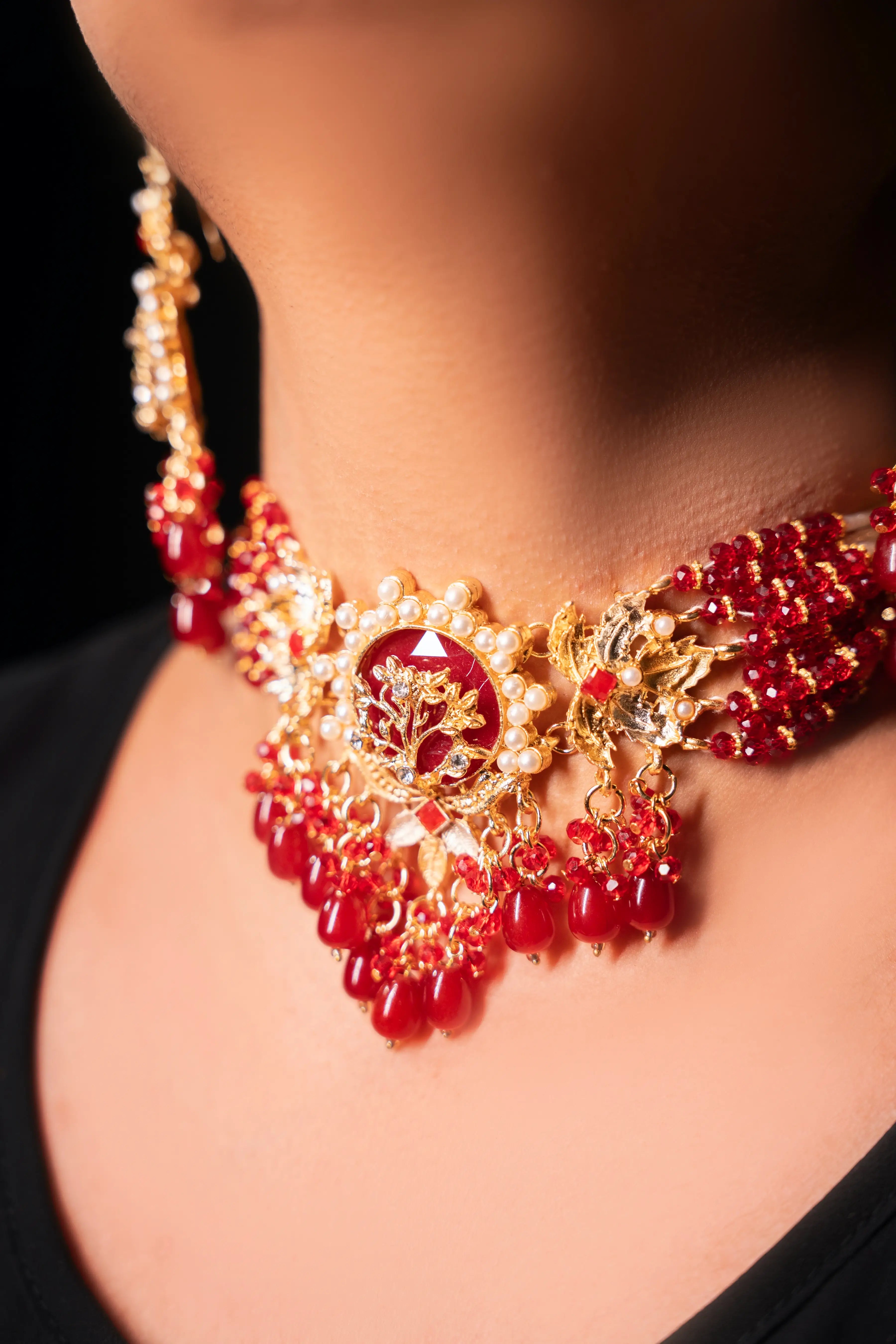 Designer Beaded Stone Choker