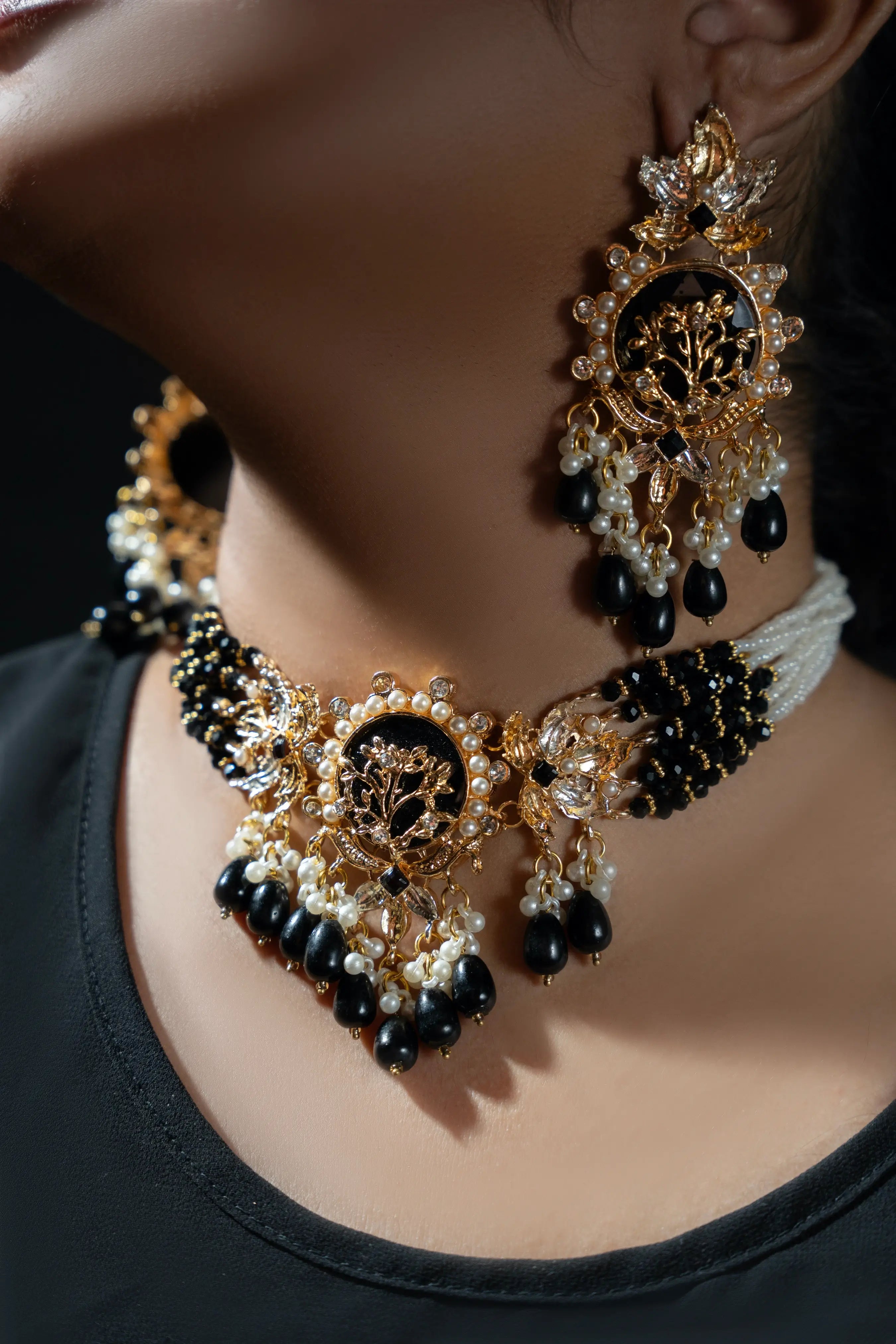 Designer Beaded Stone Choker