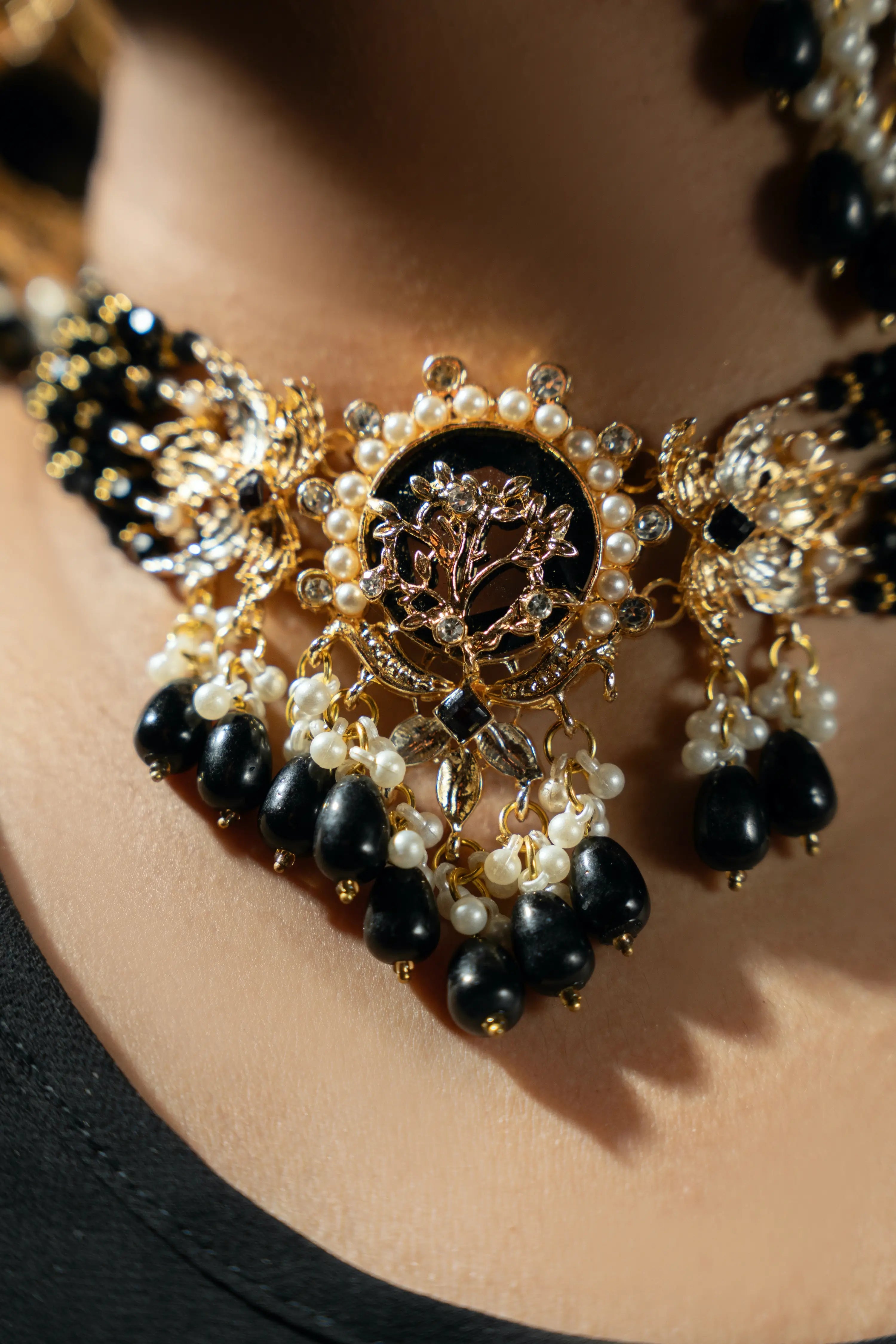 Designer Beaded Stone Choker