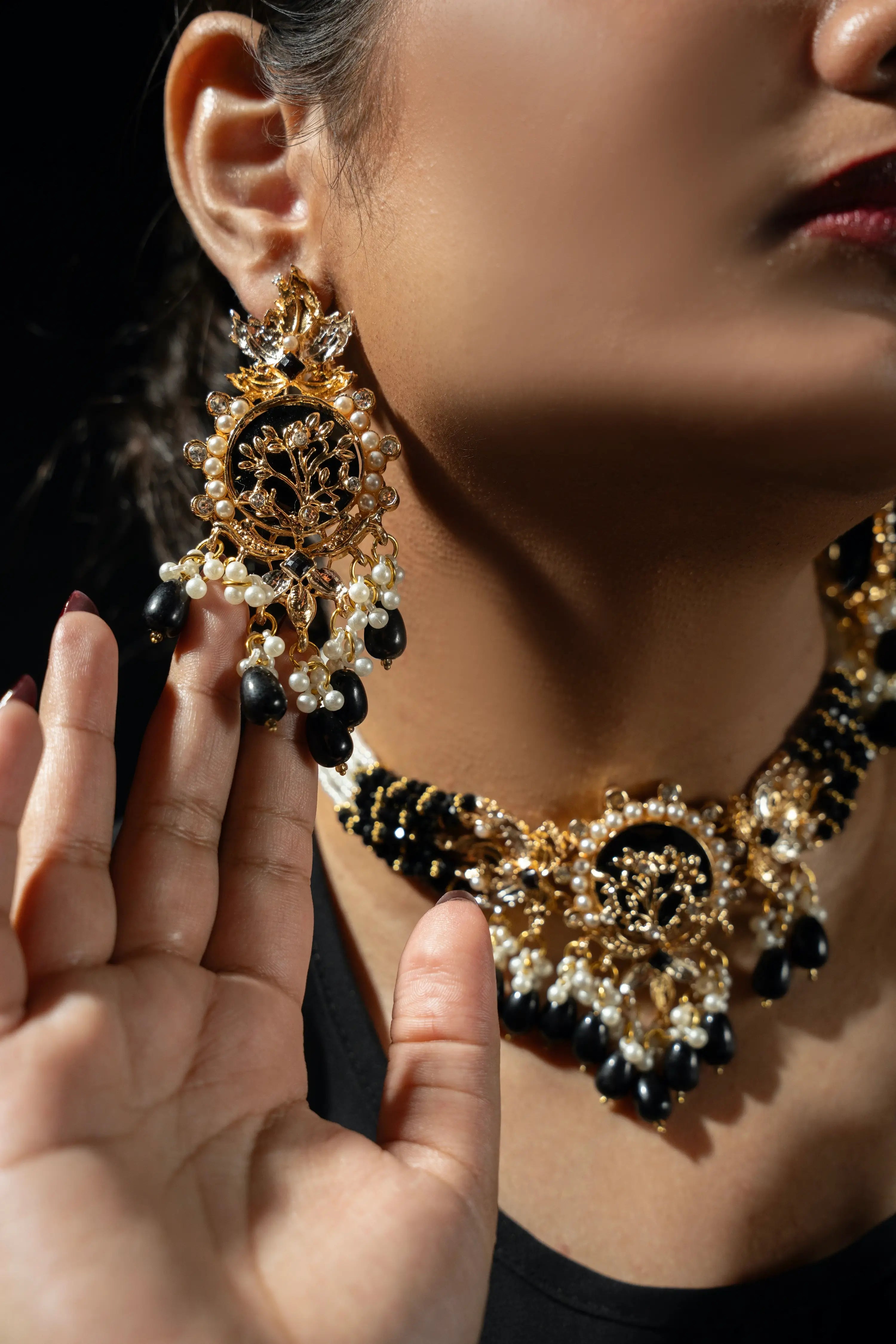 Designer Beaded Stone Choker