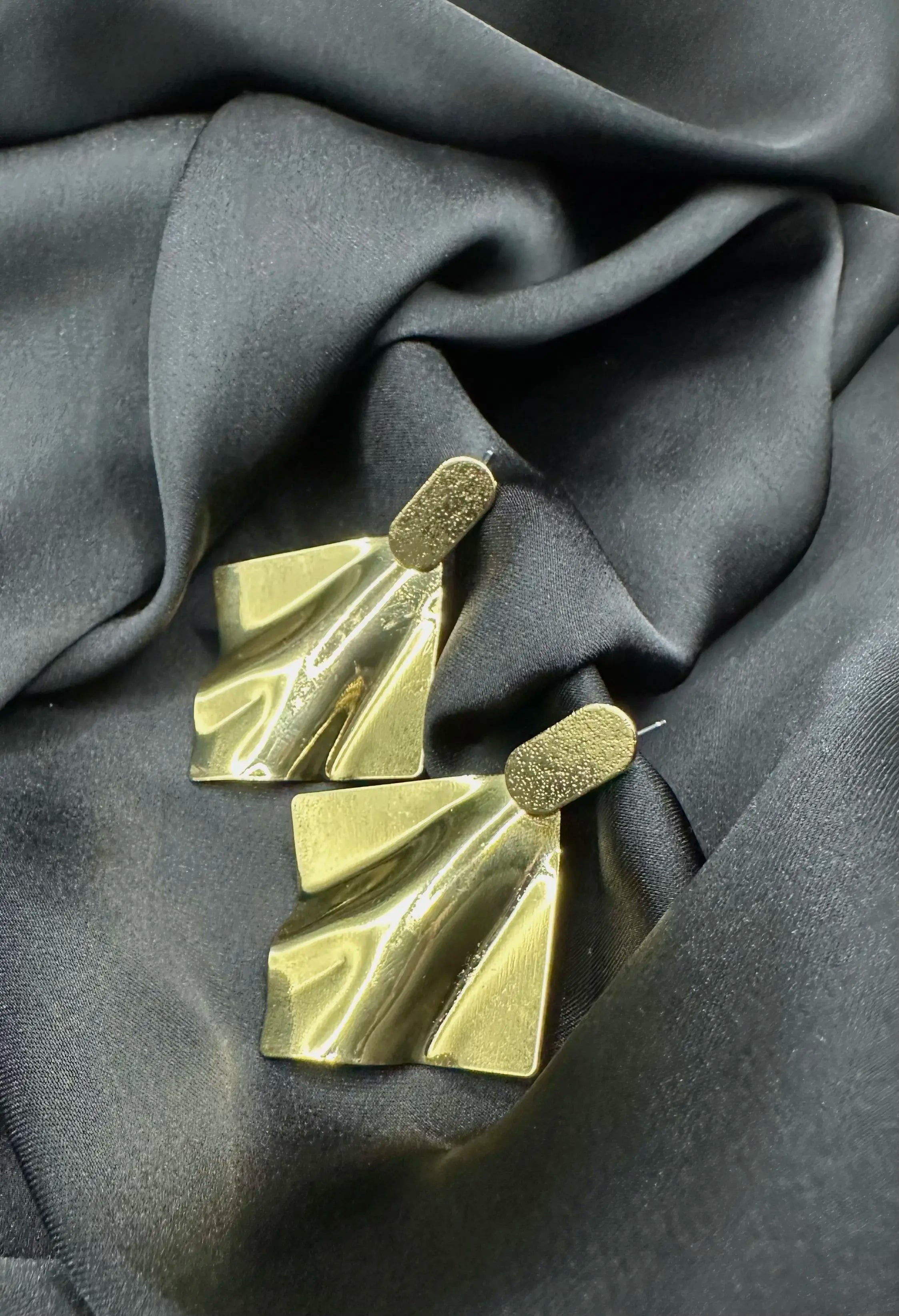 Gold Twisted Stainless Steel Drop Earrings