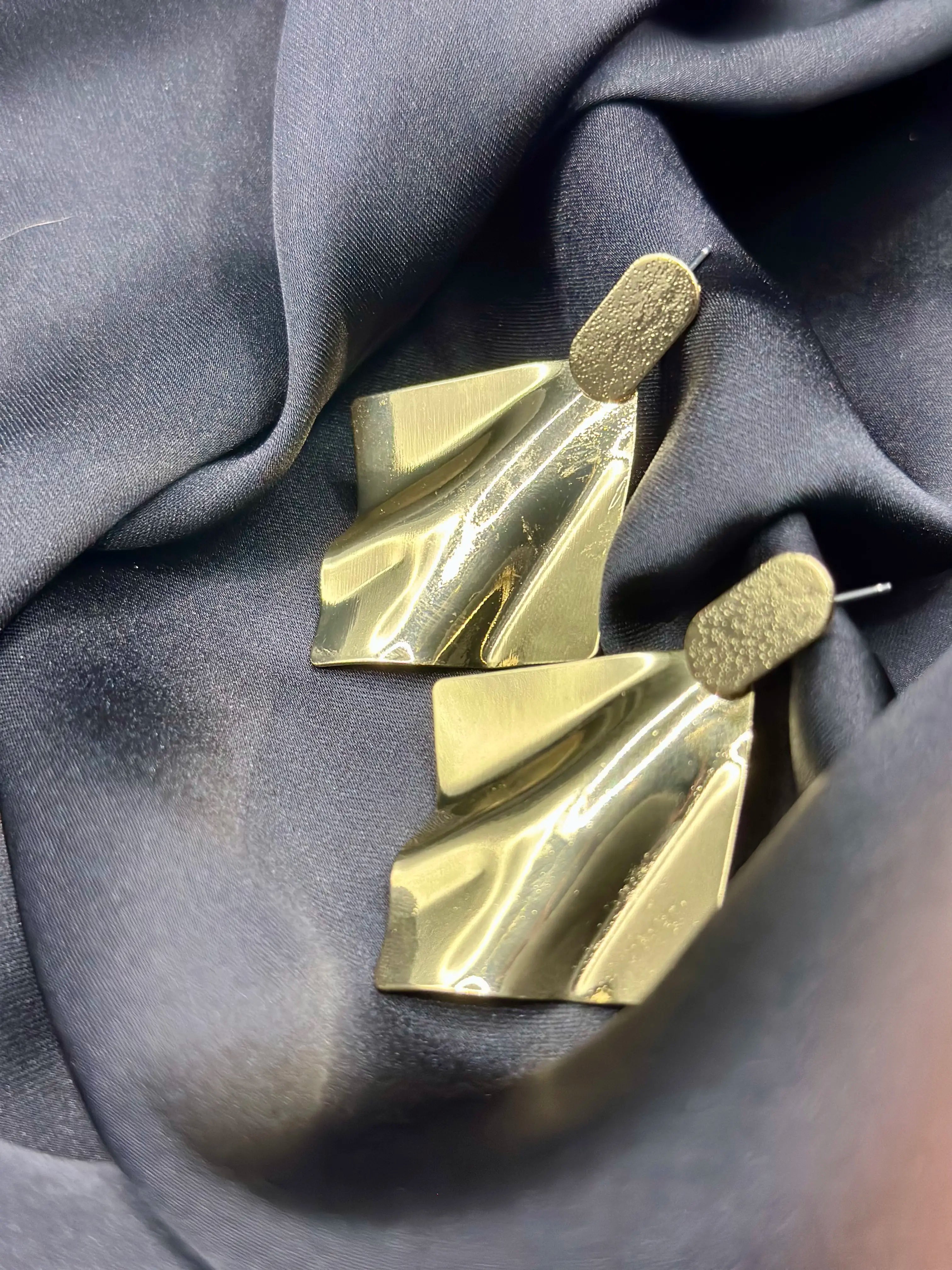 Gold Twisted Stainless Steel Drop Earrings