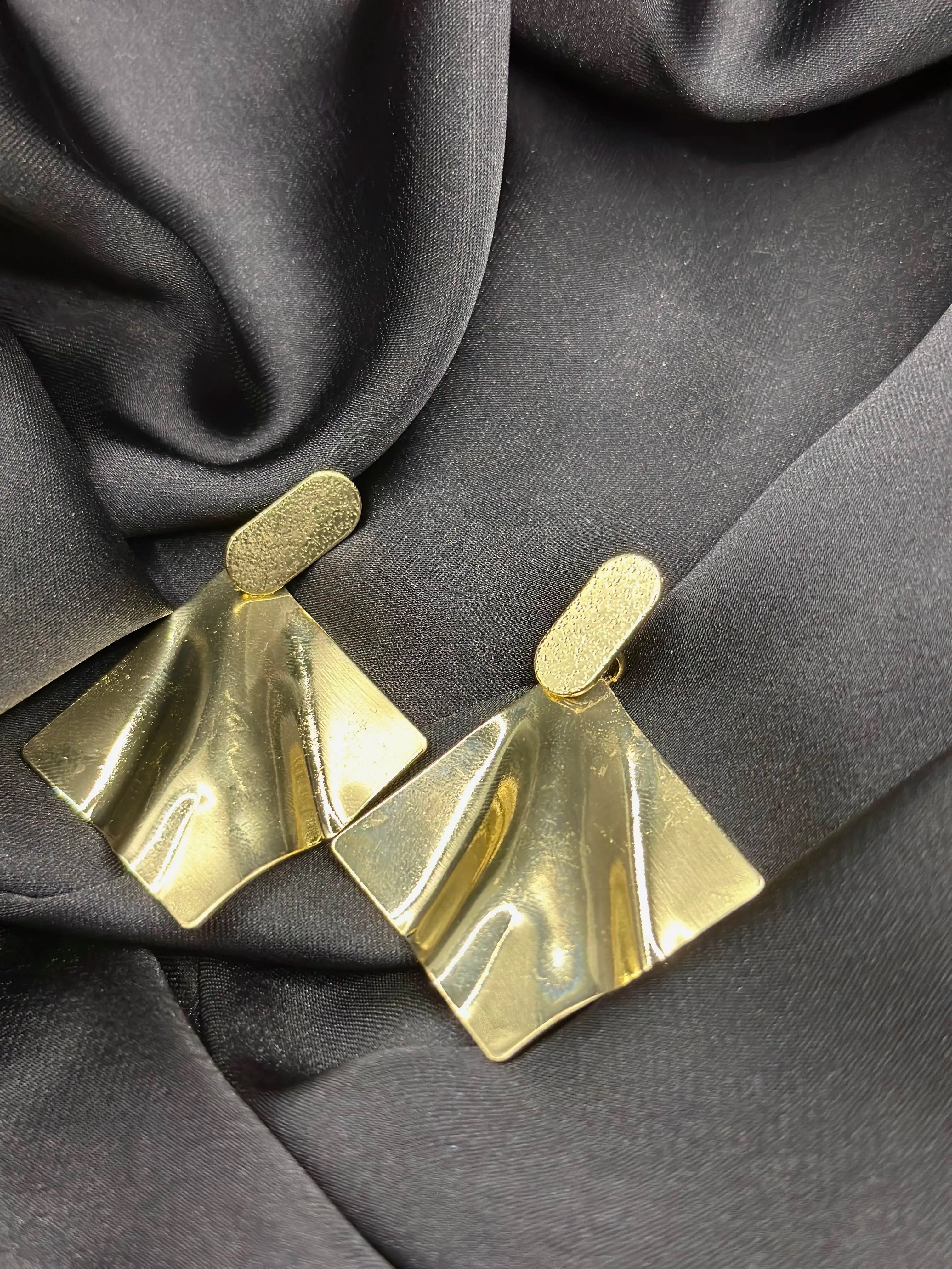 Gold Twisted Stainless Steel Drop Earrings