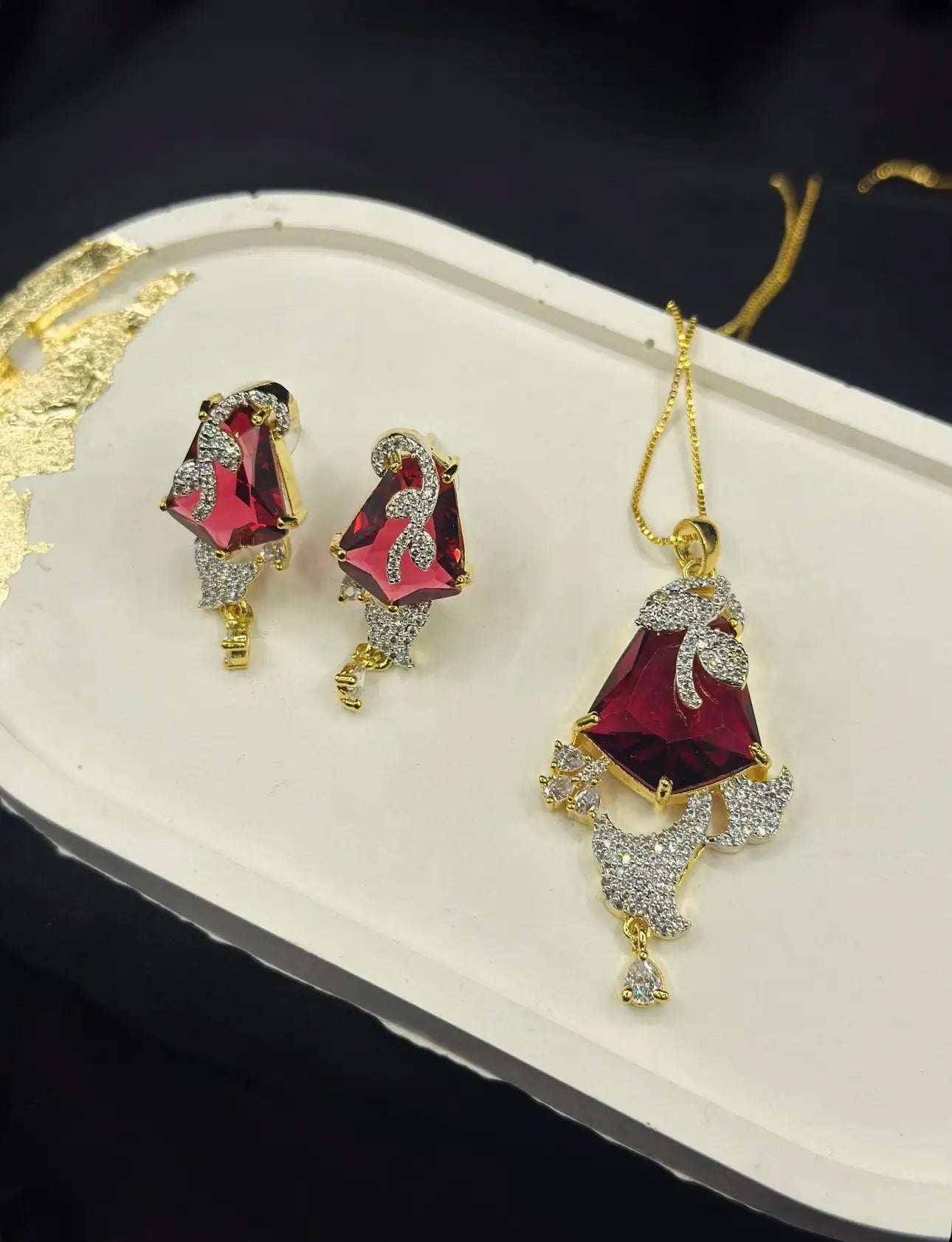Ruby Royale Pendant Set