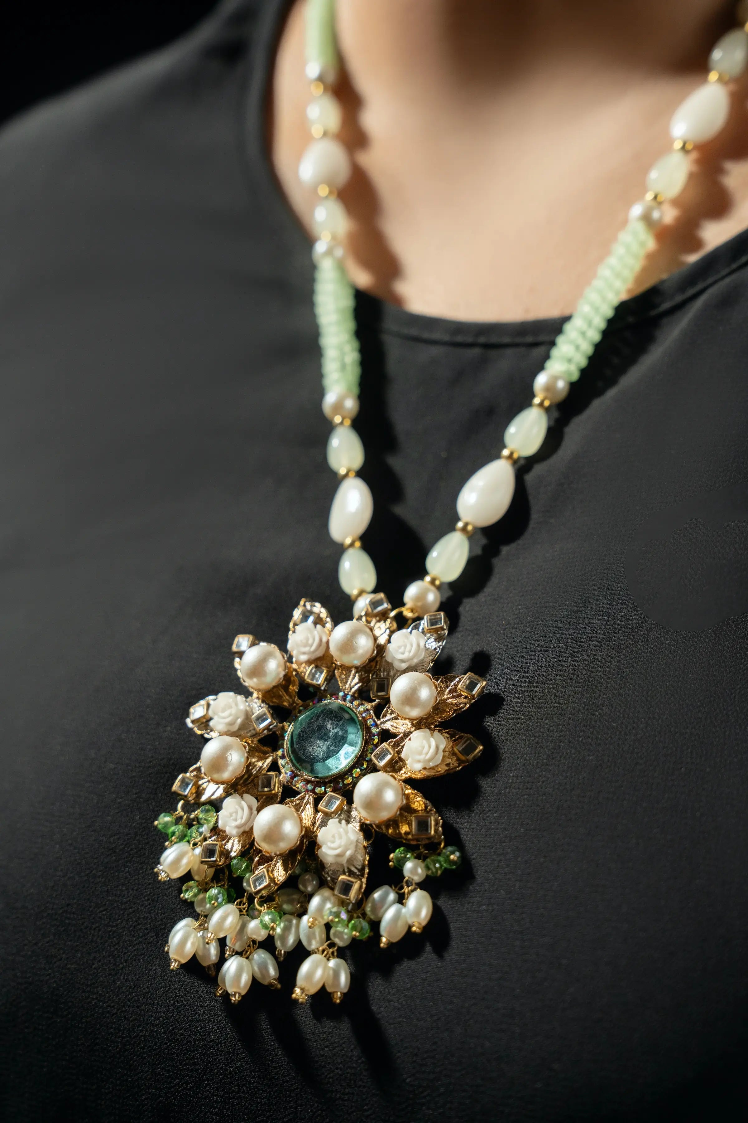 Royal Green and Pearl Turkish Mala Set